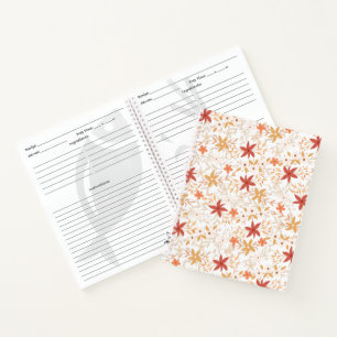 Boho abstract flowers harvest gold rust bone notebook