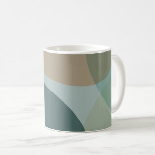 Boho Abstract Geometric Shapes Blue and Yellow Coffee Mug