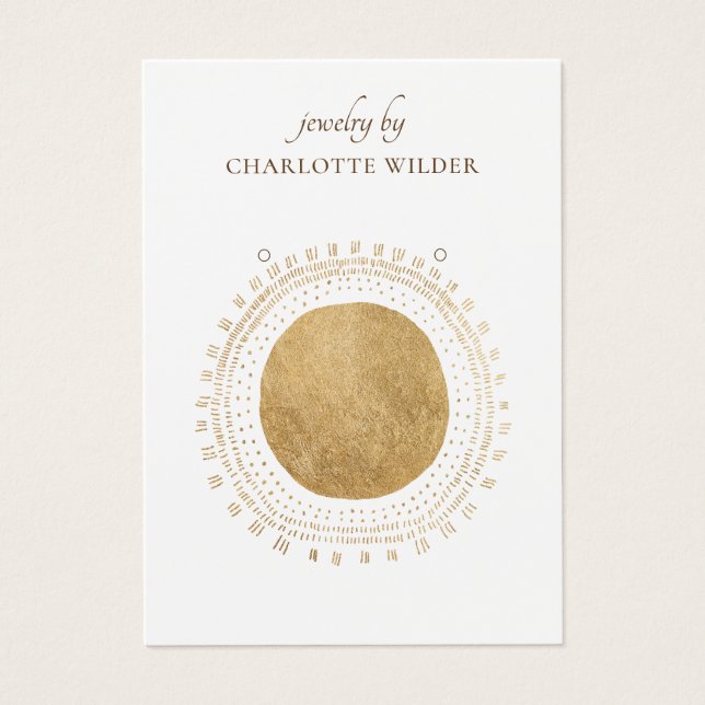 Boho Abstract Gold Circle Earring Display Card (Front)