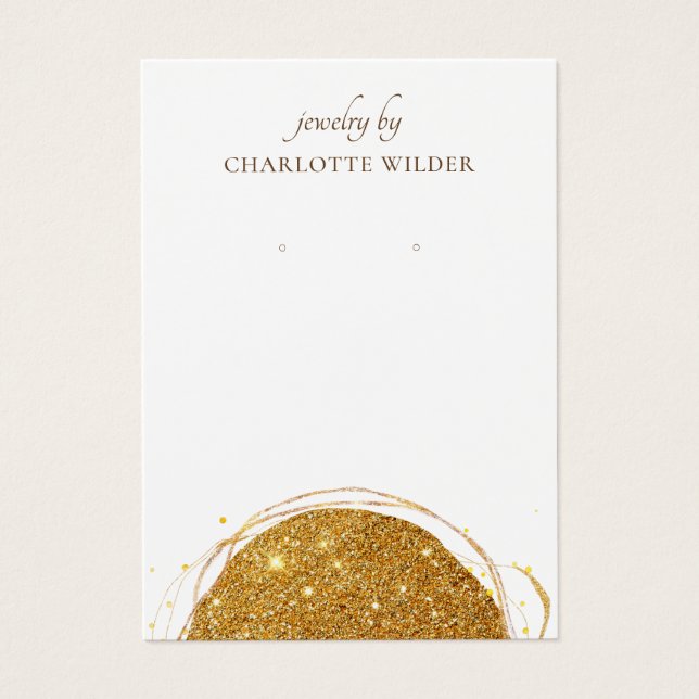 Boho Abstract Gold Glitter Circle Earring Display (Front)