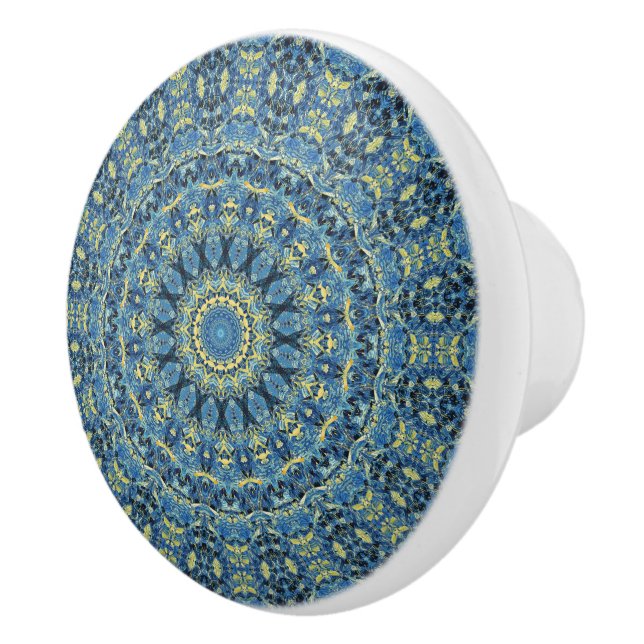 Boho Abstract Groovy Van Gogh Starry Night Mandala Ceramic Knob (Right)