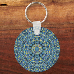 Boho Abstract Groovy Van Gogh Starry Night Mandala Keychain