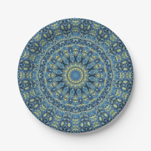 Boho Abstract Groovy Van Gogh Starry Night Mandala Paper Plate