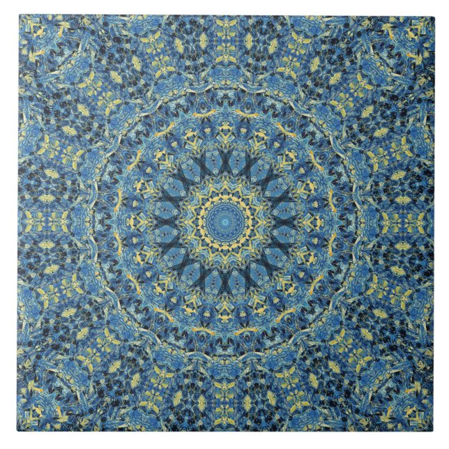 Boho Abstract Groovy Van Gogh Starry Night Mandala Tile (Front)