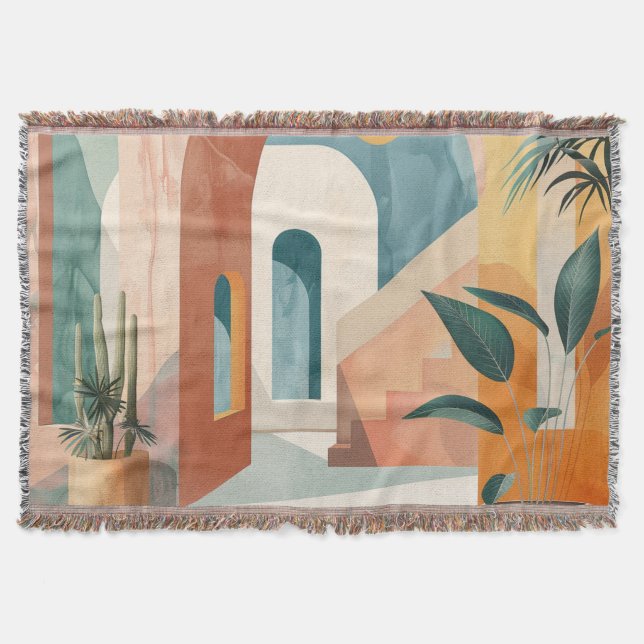 Boho Abstract Landscape (10) Throw Blanket (Front)