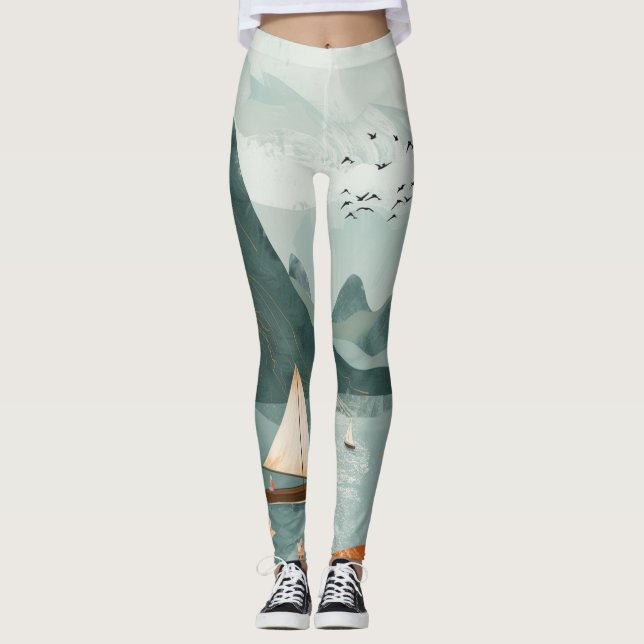 Boho Abstract Landscape (11) Leggings (Front)