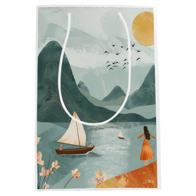 Boho Abstract Landscape (11) Medium Gift Bag (Front)