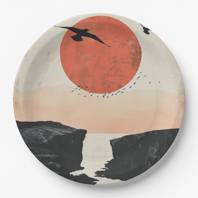 Boho Abstract Landscape (12) Paper Plate (Front)