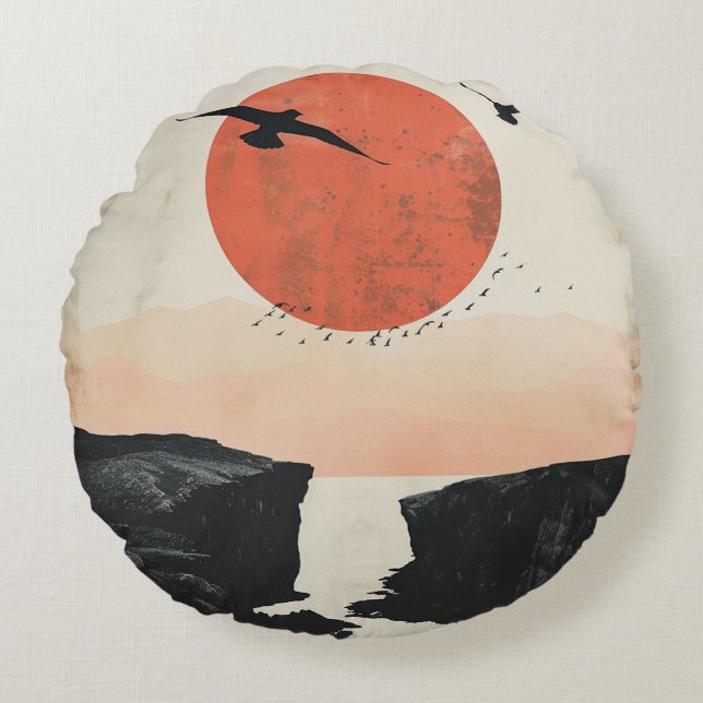 Boho Abstract Landscape (12) Round Pillow (Front)