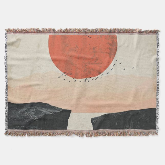 Boho Abstract Landscape (12) Throw Blanket (Front)