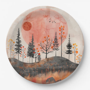 Boho Abstract Landscape (13) Paper Plate