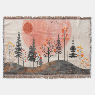 Boho Abstract Landscape (13) Throw Blanket