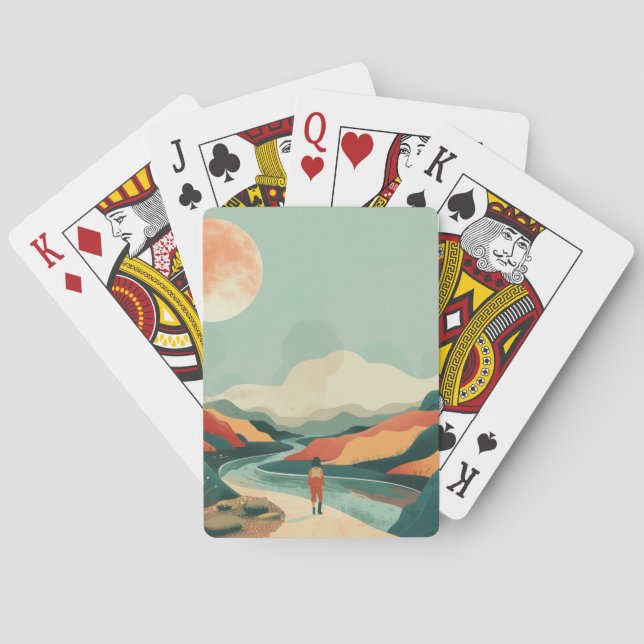 Boho Abstract Landscape (14) Playing Cards (Back)