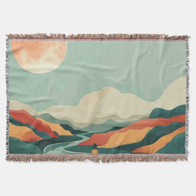 Boho Abstract Landscape (14) Throw Blanket (Front)