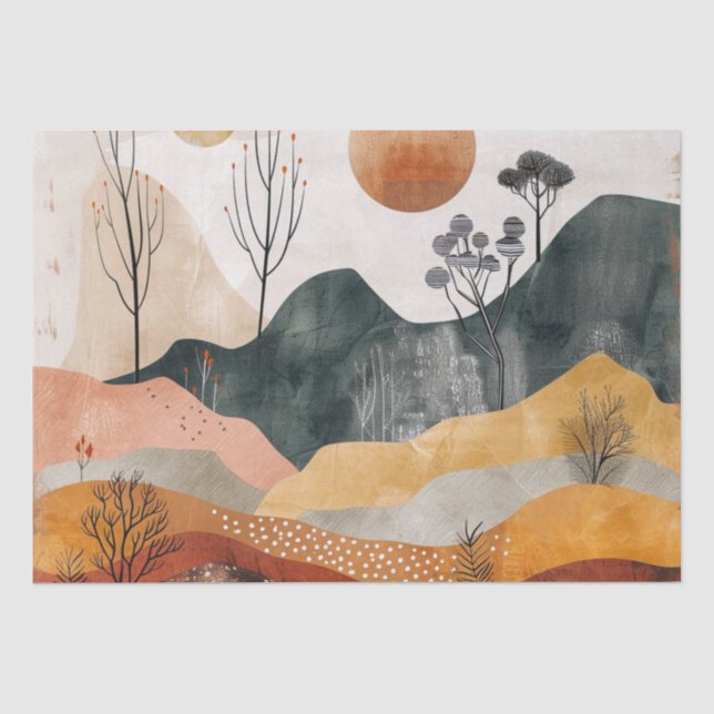 Boho Abstract Landscape (15) Tissue Paper (Front)