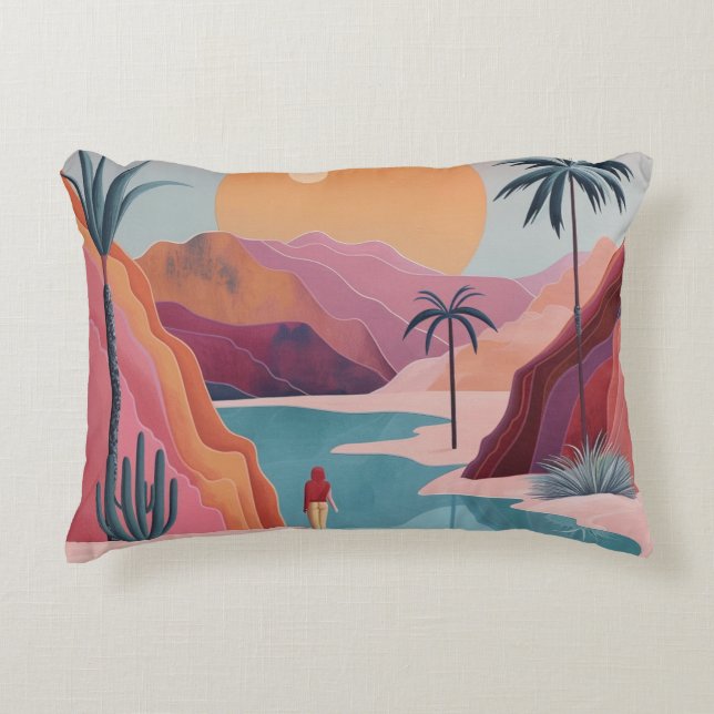 Boho Abstract Landscape (18) Accent Pillow (Front)