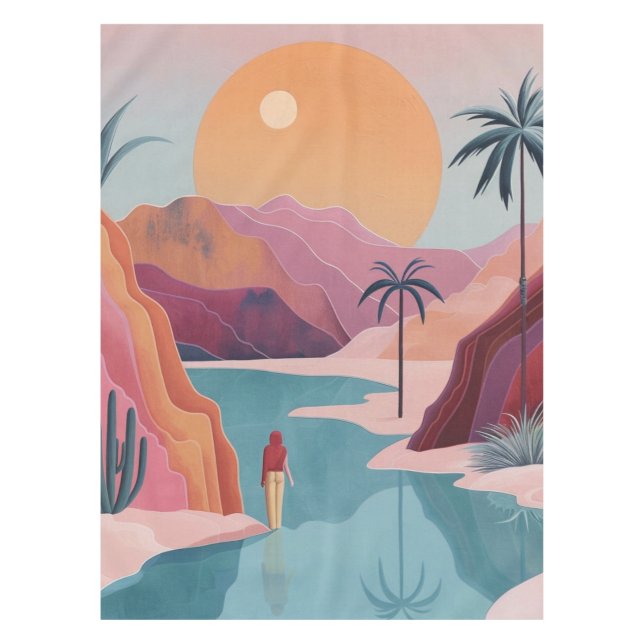 Boho Abstract Landscape (18) Tablecloth (Front)