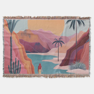 Boho Abstract Landscape (18) Throw Blanket