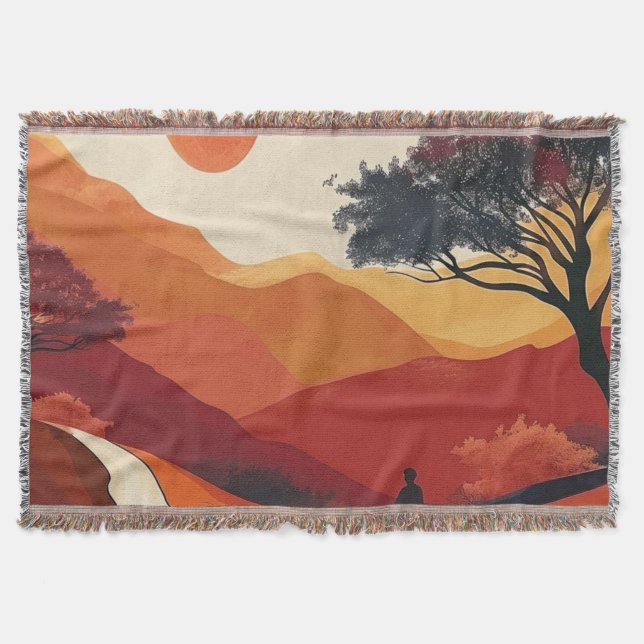 Boho Abstract Landscape (19) Throw Blanket (Front)