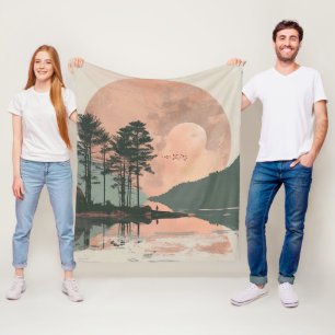 Boho Abstract Landscape (1) Fleece Blanket