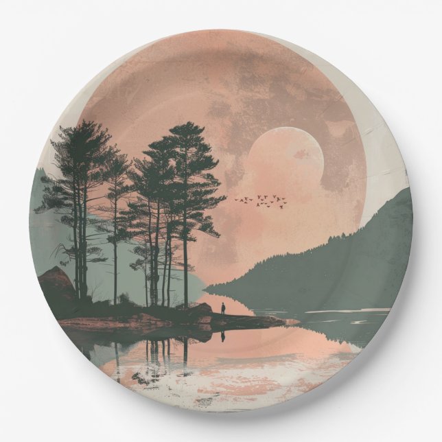 Boho Abstract Landscape (1) Paper Plate (Front)