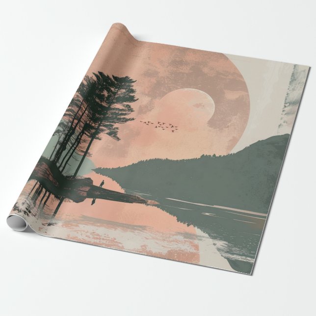 Boho Abstract Landscape (1) Wrapping Paper (Unrolled)