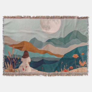 Boho Abstract Landscape (21) Throw Blanket