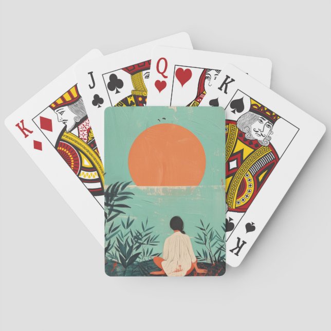 Boho Abstract Landscape (22) Playing Cards (Back)