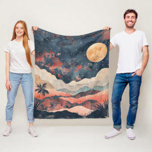 Boho Abstract Landscape (24) Fleece Blanket