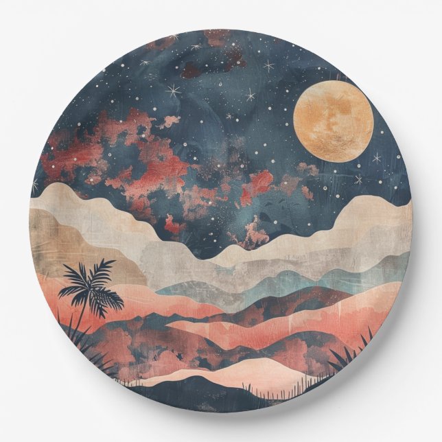 Boho Abstract Landscape (24) Paper Plate (Front)