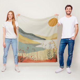 Boho Abstract Landscape (25) Fleece Blanket