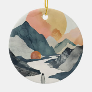 Boho Abstract Landscape (2) Ceramic Ornament
