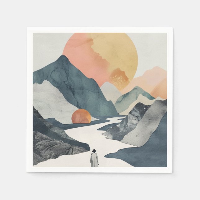 Boho Abstract Landscape (2) Napkin (Front)