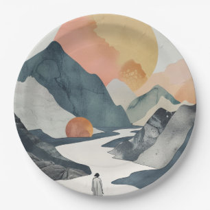 Boho Abstract Landscape (2) Paper Plate