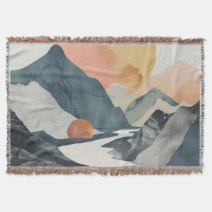 Boho Abstract Landscape (2) Throw Blanket