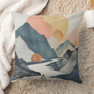 Boho Abstract Landscape (2) Throw Pillow