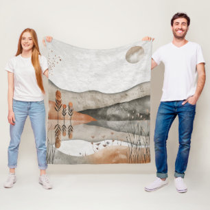 Boho Abstract Landscape (3) Fleece Blanket