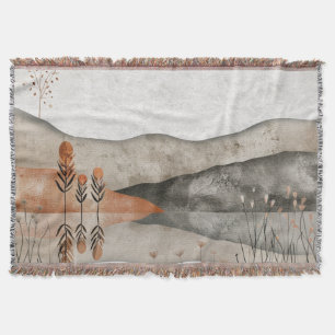 Boho Abstract Landscape (3) Throw Blanket