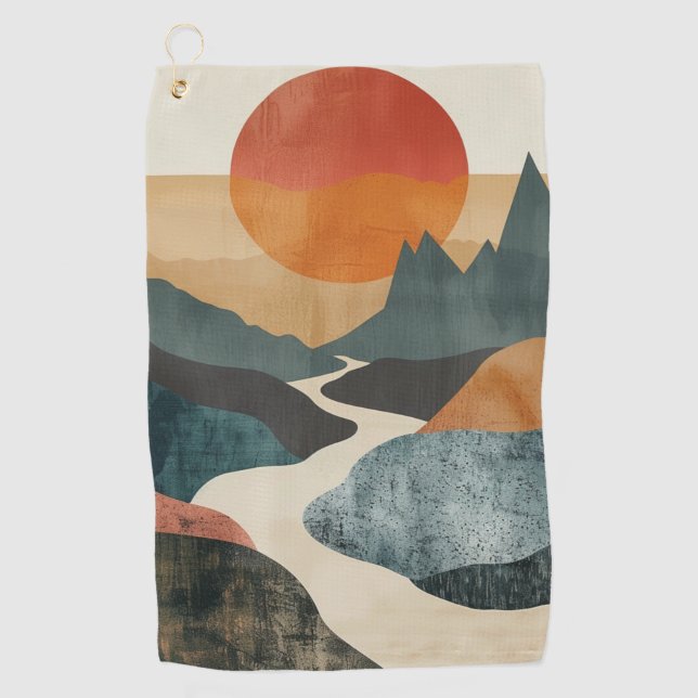 Boho Abstract Landscape (5) Golf Towel (Front)
