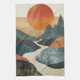 Boho Abstract Landscape (5) Kitchen Towel