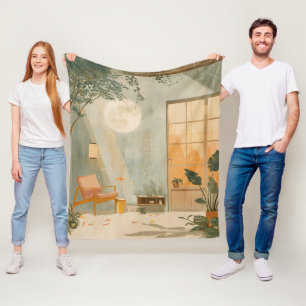 Boho Abstract Landscape (6) Fleece Blanket