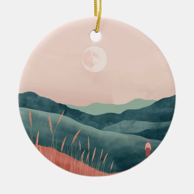 Boho Abstract Landscape (7) Ceramic Ornament (Front)