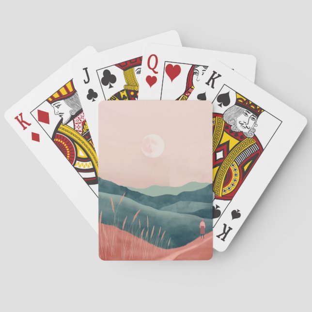 Boho Abstract Landscape (7) Playing Cards (Back)