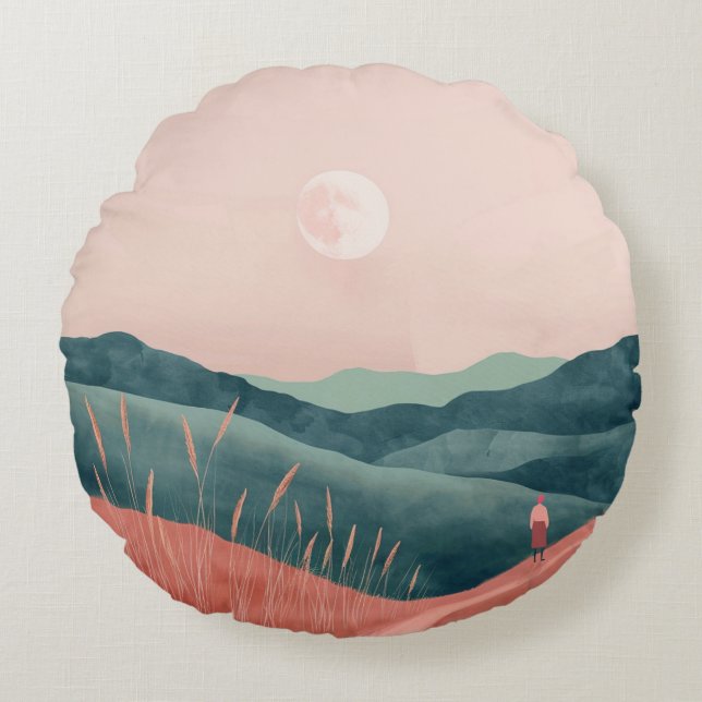 Boho Abstract Landscape (7) Round Pillow (Front)