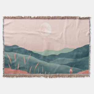 Boho Abstract Landscape (7) Throw Blanket