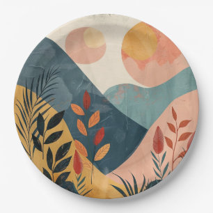 Boho Abstract Landscape (8) Paper Plate