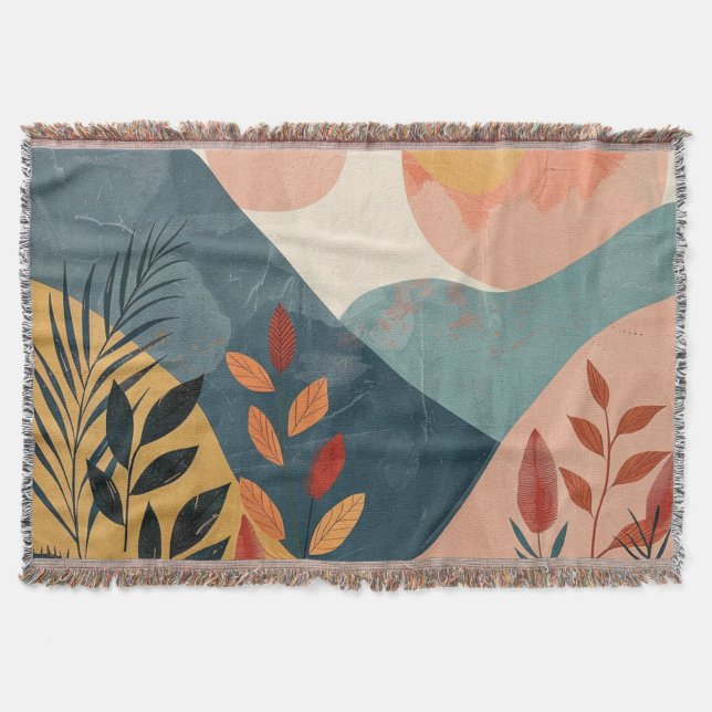 Boho Abstract Landscape (8) Throw Blanket (Front)
