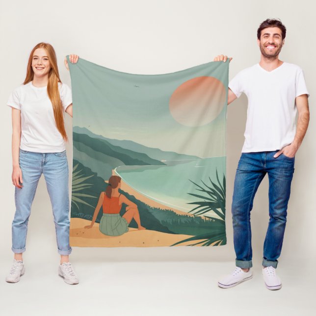 Boho Abstract Landscape (9) Fleece Blanket (In Situ)