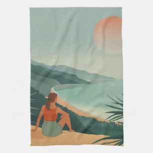 Boho Abstract Landscape (9) Kitchen Towel