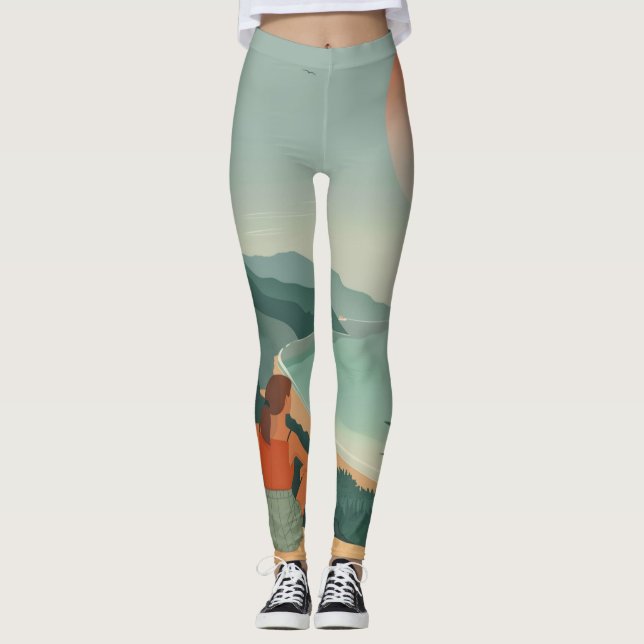 Boho Abstract Landscape (9) Leggings (Front)